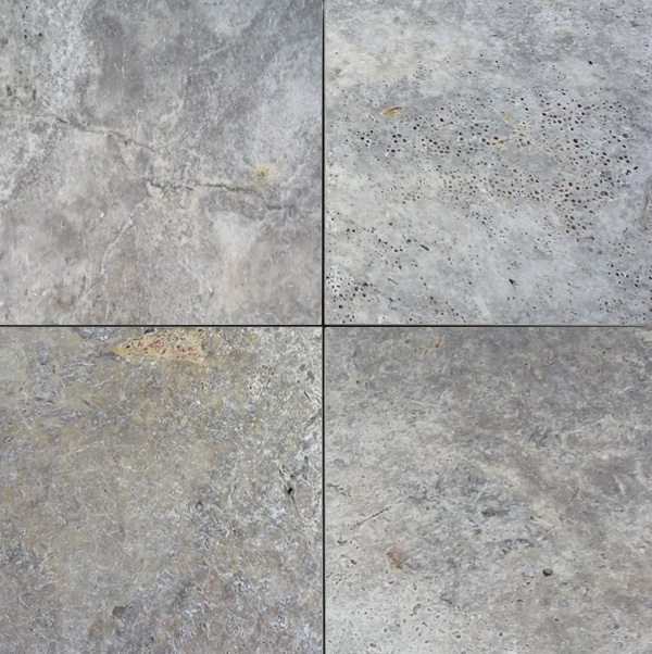 Travertine Silver Tumbled Unfilled Tiles